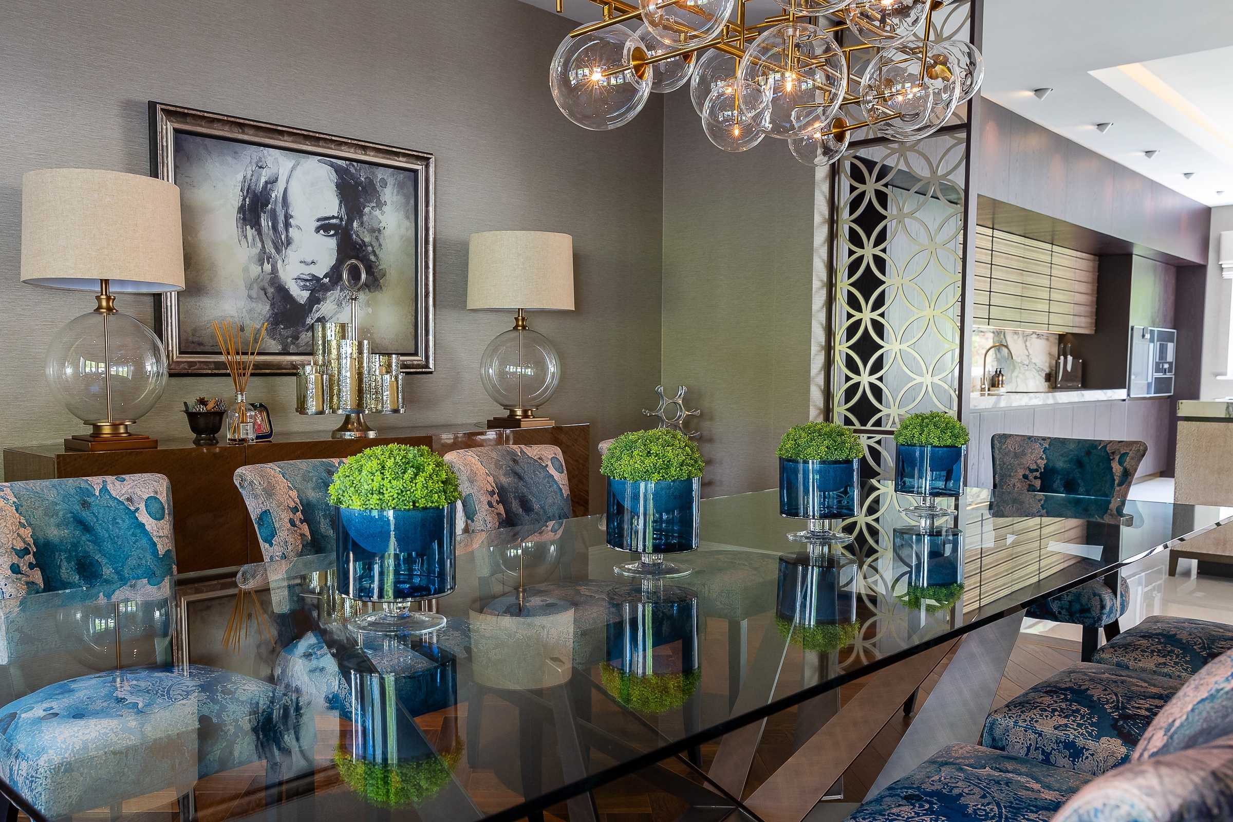 Dining Room Luxury Blue and neutral
