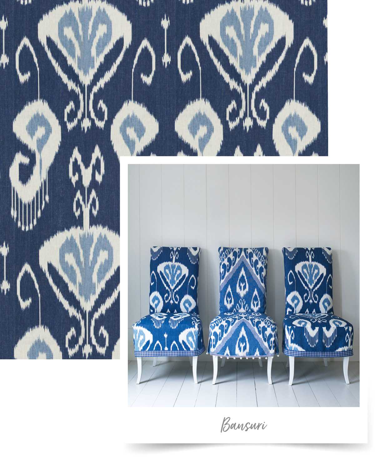 Blue and white prints chairs from GP & J Baker