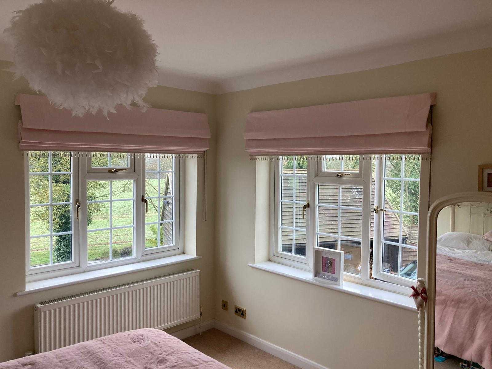 Girls Pink Bedroom roman blinds 